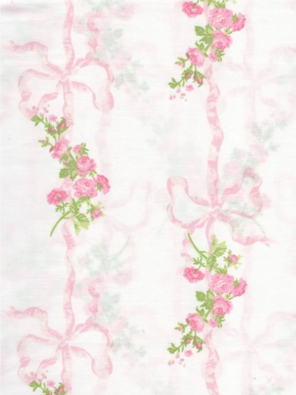 Laura Ashley Floral Ribbon Stripe Pink Twin 3 Pc Cotton Percale Sheet Set NWT